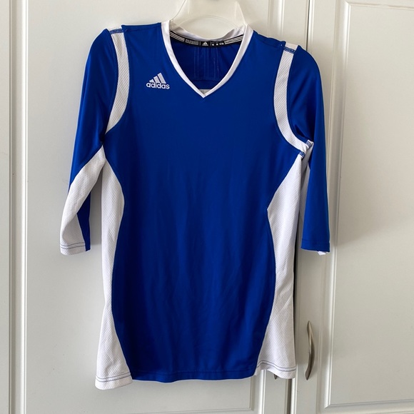 adidas Tops - ADIDAS 3/4 SLEEVES IN BLUE AND WHITE LOGO